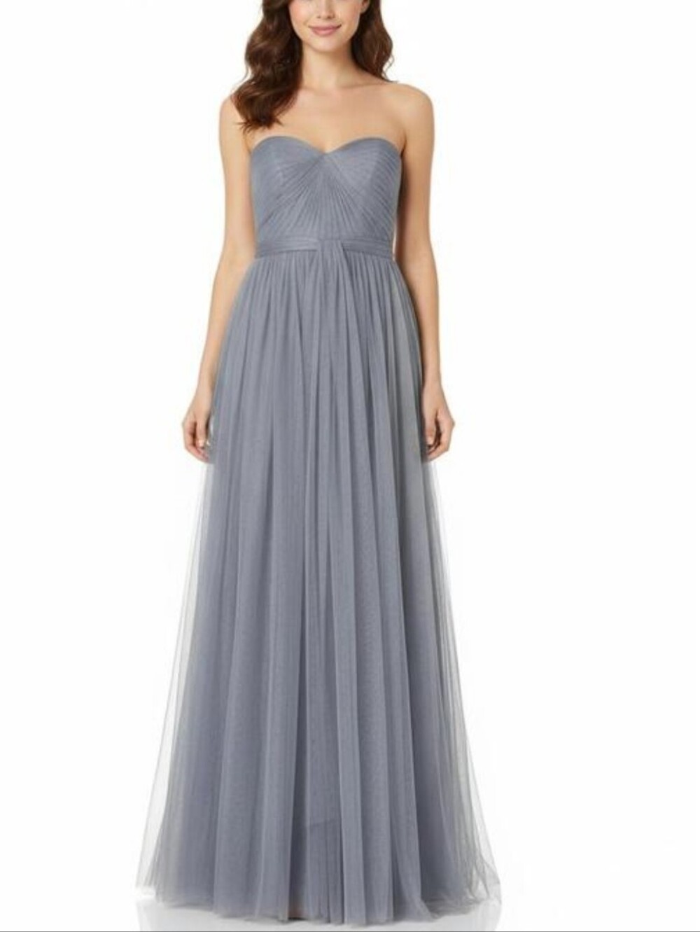 Jenny Yoo Anabelle Strapless   Gray-Lined Tulle Long Dress Sz 4